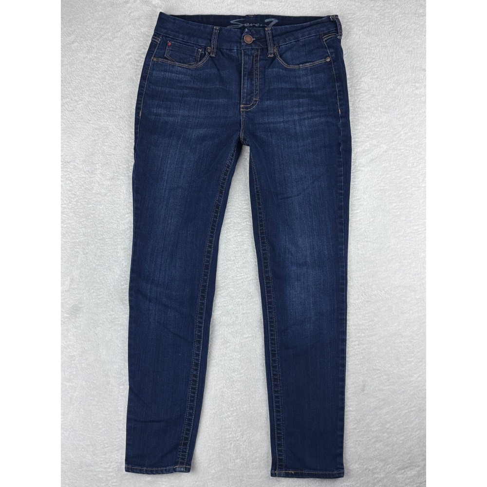 Seven7 Dark Wash Denim Jeans High Rise Slim Fit Stretch Womens Size 12